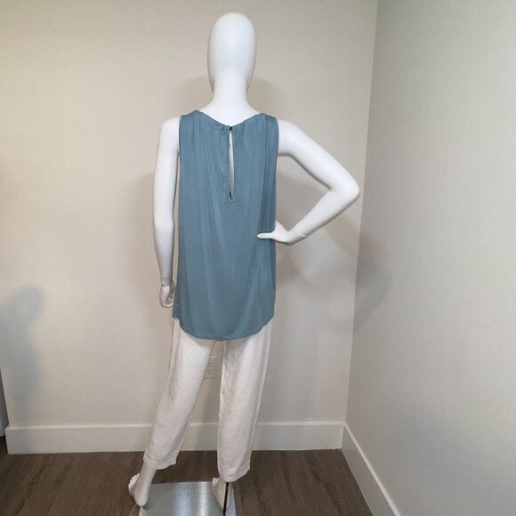 KRISA: NWT, Shirred Halter Top, Size - L, Color - Foam/Turquoise, MSRP - $99 - Picture 3 of 5